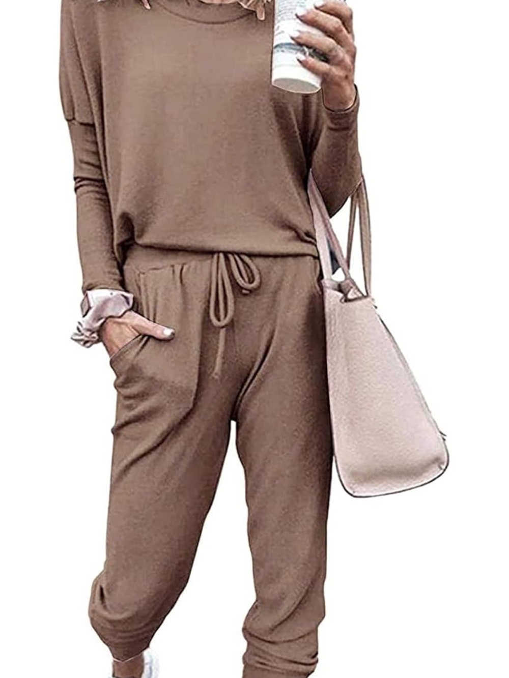 Everyday Relaxed Drawstring Joggers - Brown